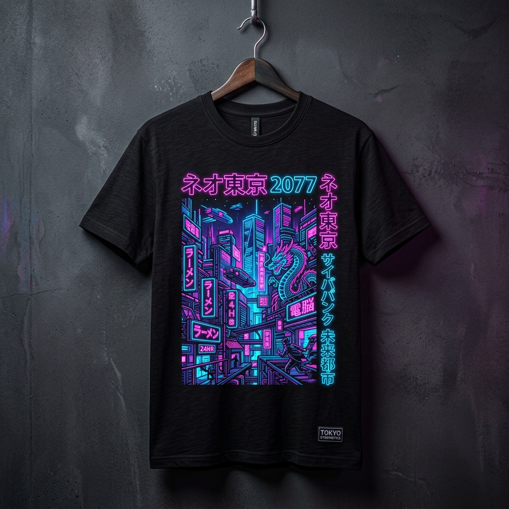 Kaos Custom Neo Tokyo Cyberpunk Kanji